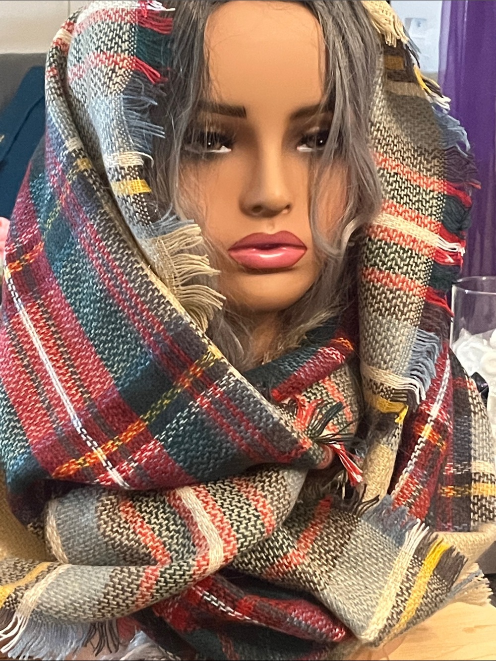 Chic Soul infinity scarf with Tartan Plaid design S62